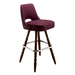 Rouge Maroon Celine modern bar stool featuring a sculptural cutout back and a softly cushioned upholstered seat with a minimalist wooden frame