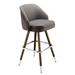 Stone Gray Kingston bar stool featuring a plush upholstered seat and a generous timeless silhouette with a sturdy wood metal frame