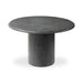 Bonnie dining table 48.5 in with round textured black concrete tabletop and pedestal leg