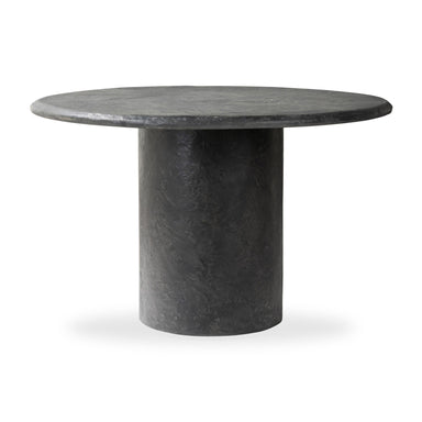 Bonnie dining table 48.5 in with round textured black concrete top and pedestal base