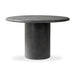 Bonnie dining table 48.5 in with round textured black concrete top and pedestal base