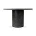 Bonnie dining table 48.5 in with round textured black concrete top and cylindrical pedestal