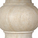 Sculpted faux travertine dining table pedestal in light beige with rounded segments