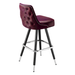 Maroon Rouge Hamilton nailhead bar stool featuring button tufting and a 90-degree auto-return black metal swivel base with metallic nailhead trim