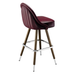 Rouge Maroon Marque Signature bar stool featuring a sweeping curved backrest and a refined upholstered seat with a sturdy wood metal frame