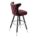 Rouge Maroon Prescott Cowboy bar stool featuring classic button tufting and a 90-degree auto-return black metal swivel base with performance upholstery