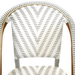 Nautilus side chair backrest close-up with white woven lattice and curved frame