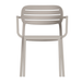 Luna arm chair with slatted back and armrests, light taupe finish