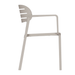 Luna arm chair side view with armrests, light taupe finish