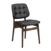 Sutton side chair with dark button-tufted seat, dark brown wood frame, padded backrest