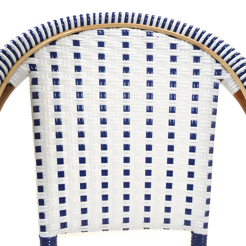 Woven chair backrest panel in white with navy square grid pattern