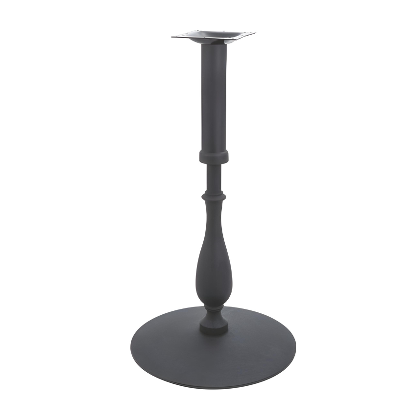 Matte black table base with pedestal column and wide round foot
