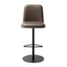 Upholstered bar stool with black base and taupe seat