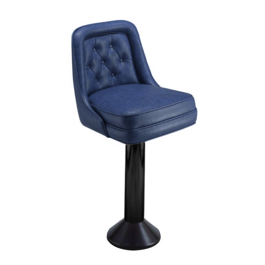Commercial-grade Whitley bolted bar stool Navy Black Base with curved backrest and heavy-duty floor mount for restaurant seating