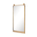 Angled Chico small square wall mirror with a vertical antique brass suspension bar