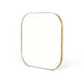 Angled Bellvue square mirror with softly rounded corners and a polished brass stainless steel frame