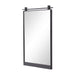 Angled Chico small square wall mirror with a vertical antique iron suspension bar