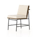 Angled Crete Dining Chair with amber oak ladderback, black iron frame, and Savile Flax seat