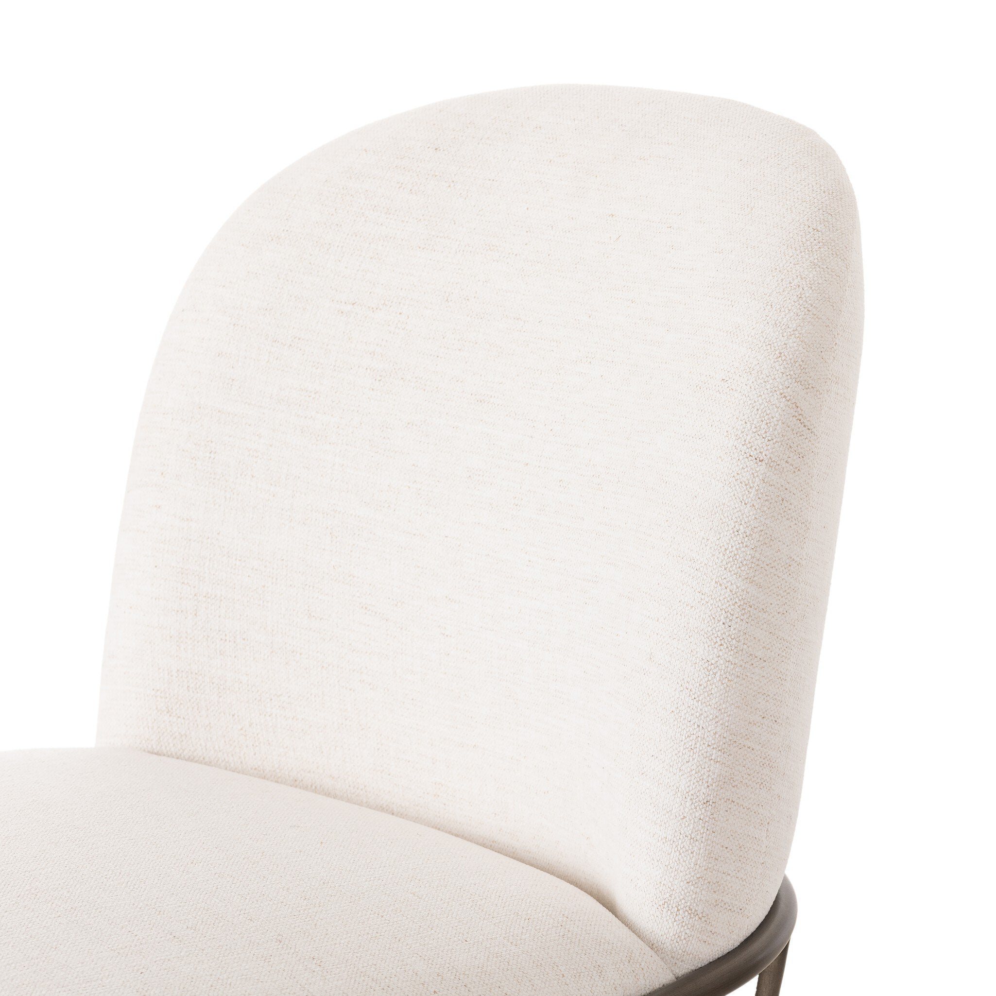 Upholstery fabric close-up of light bar stool backrest cushion, showing fine woven texture