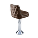 Angled Fudge Brown Leather Chrome Base Marsley Bolted Stool by Social Design Supply Co: A commercial-grade floor-mounted bar stool with a contoured upholstered seat and high-durability finish for hospitality bars