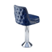 Angled Navy Leather Chrome Base Marsley Bolted Stool by Social Design Supply Co: A commercial-grade floor-mounted bar stool with a contoured upholstered seat and high-durability finish for hospitality bars