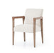 Angled Reuben Dining Chair with oak frame, leather-wrapped arms, and natural linen seat