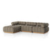 Outdoor 3-piece sectional sofa, Alessi Fawn, L-shaped layout with rounded arms and tufted cushions
