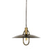 Arely 30-inch industrial pendant light in dark antique brass with perforated dome on white background