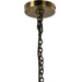 Brass ceiling light fixture with chain on a white background