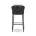 Back Contemporary coastal outdoor counter stool featuring handwoven grey rope and architectural metal base
