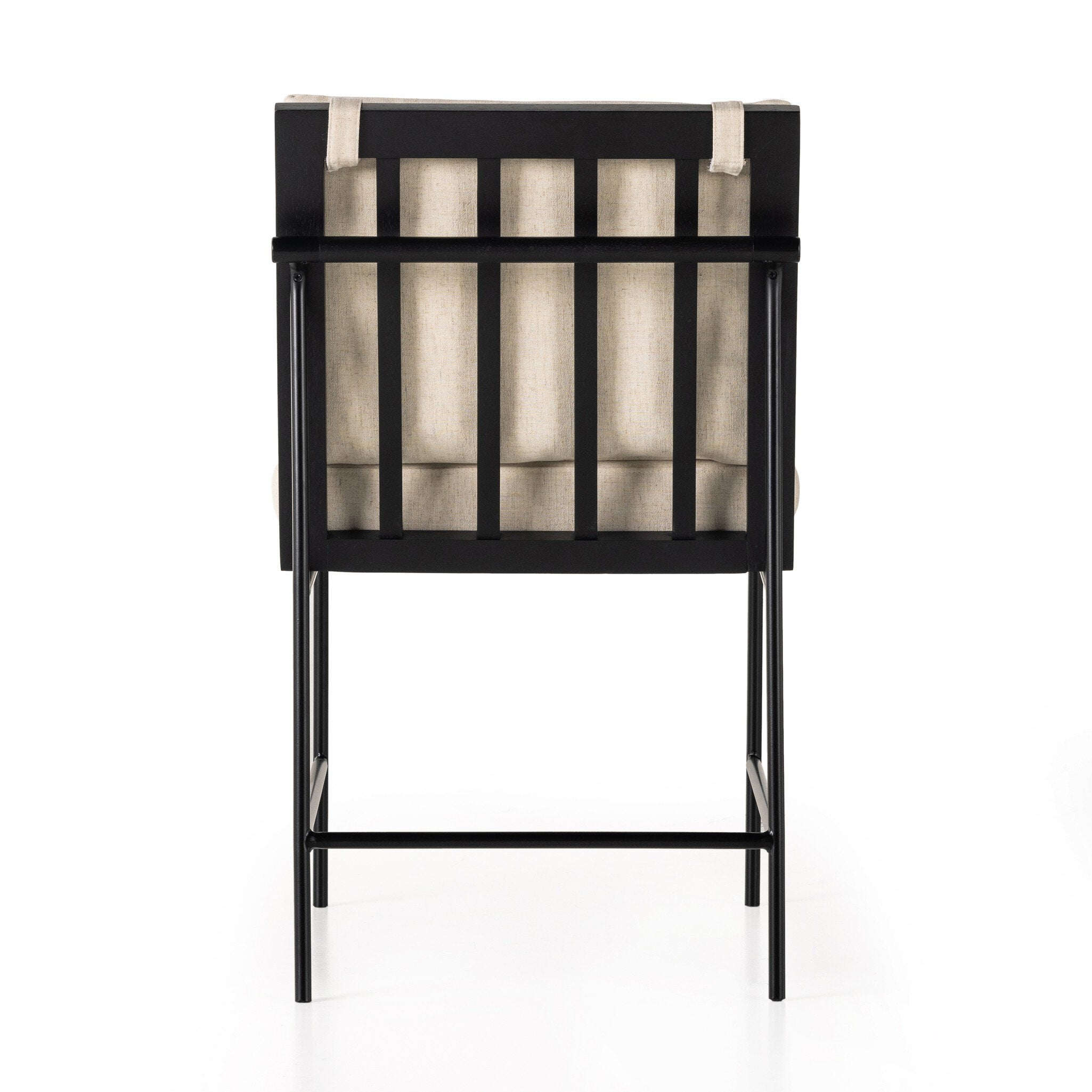 Back Crete Dining Chair with amber oak ladderback, black iron frame