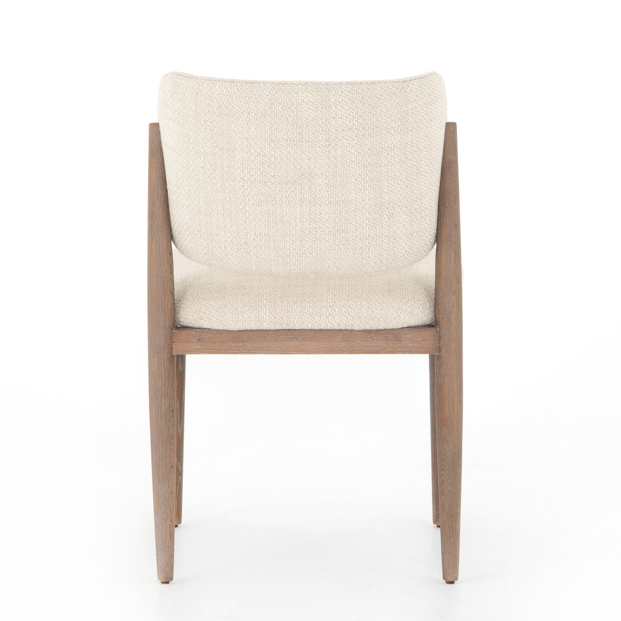Back Detail view of Joren Dining Chair showcasing curved wood frame and cushioned seat