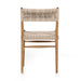 Back Lomas Outdoor Dining Chair in Vintage White woven wicker with a tapered natural teak frame