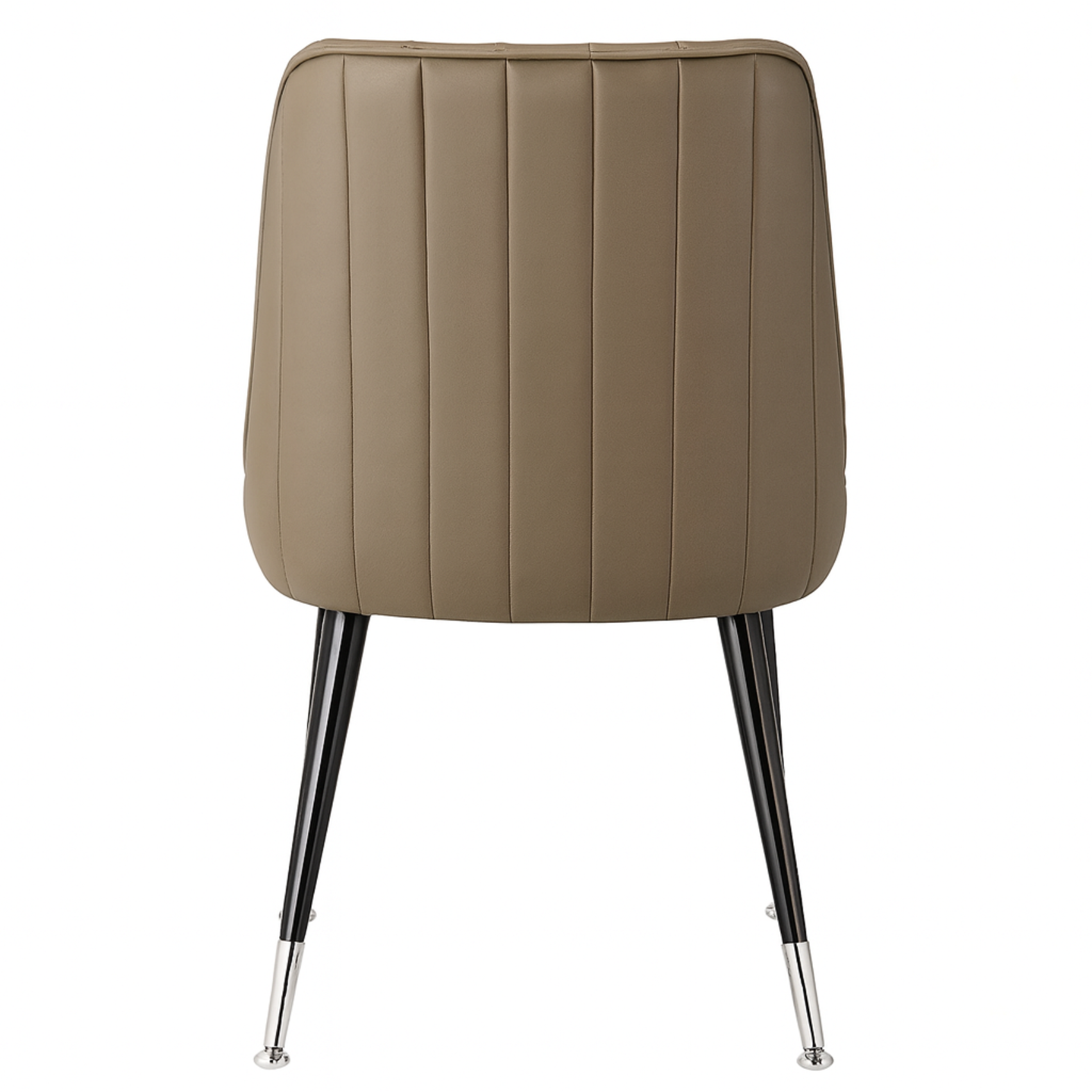 Back Marquette Club Chair with a natural black frame and silver feet, sling-style back, and porcini performance fabric