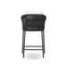 Back Modern Porto Outdoor Counter Stool with Charcoal Aluminum Frame and Dark Grey Woven Rope Barrel Back