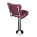 Back view Maroon Rouge Vanellope bolted chrome  bar stool featuring smooth performance upholstery and a permanent floor-mounted metal base for refined stability
