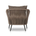 Back view Porto Outdoor Chair with a natural teak frame and weather-resistant brown rope-weave backrest