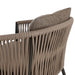 Back woven detail Porto Outdoor Dining Chair with a natural teak frame and weather-resistant brown rope-weave backrest