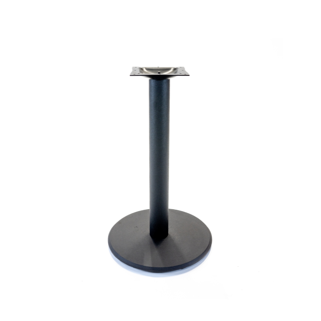 Bespoke black powder coat finish on a heavy-duty steel table base with 3M Scotchkote protection