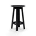 Black round bar table with angled legs and open-frame cutouts