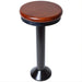 Black Paisley bolted bar stool featuring a mahogany wood seat and a permanent floor-mounted metal base for grounded stability
