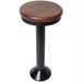Black Paisley bolted bar stool featuring a walnut wood seat and a permanent floor-mounted metal base for grounded stability