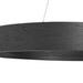 Black Veneer Detail Baum Chandelier with a rounded dark-finished frame and bronzed stainless steel suspension