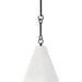 Black chain detailing Grazia matte white plaster pendant light with antiqued iron hardware 