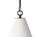 Black chain link attachment for textured Grazia matte white plaster pendant light with antiqued iron hardware 