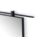 Black corner detail Chico 50-inch wide arch wall mirror with a vertical antiqued iron suspension bar