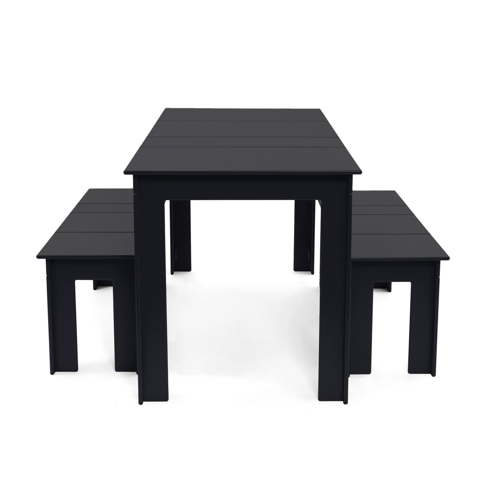 Black durable all-weather HDPE material on the eco-friendly Rectangular Outdoor Picnic Table with benches