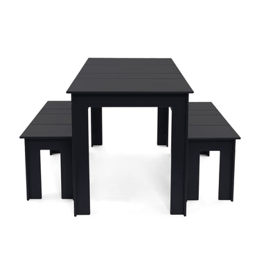 Black durable all-weather HDPE material on the eco-friendly Rectangular Outdoor Picnic Table with benches