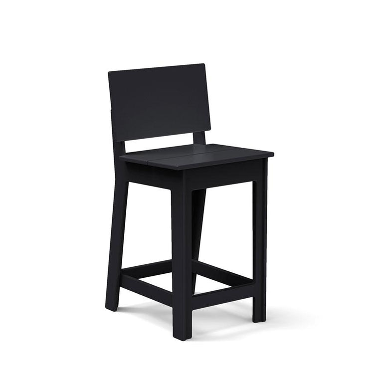 Black durable all-weather HDPE material on the eco-friendly Square Bar Stool