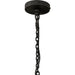 Black metal chain of Fiorella 34-inch scalloped espresso brown canvas pendant light with antiqued brass interior 